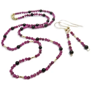 Reclaimed Treasures--14k Gold and Ruby & Onyx Bead Jewelry Set By SoniaMcD - Picture 1 of 17