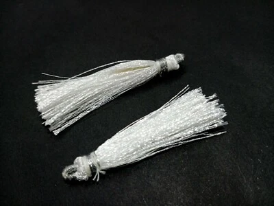 25 Pair White Colour Silk Thread Tassel Jewellery Making 2"inch White Tassel - Image 1 of 4