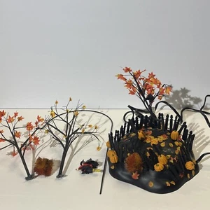 Department 56 Up Up and Away Witch Fence Black Cat Trees Pumpkins PARTS ONLY - Picture 1 of 11