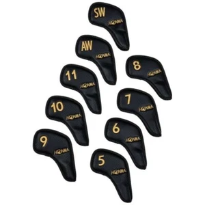 Honma Golf Iron Head Cover #5-11, SW, AW Set IC12403S Black and Gold from Japan - Picture 1 of 1