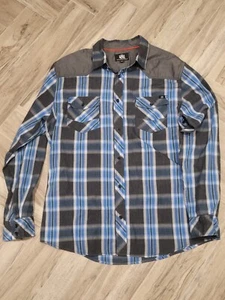 Rock & Repulic Plaid Western Shirt L Blue Rodeo - Picture 1 of 4