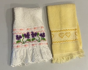 2 toallas vintage cosidas en cruz para dedos - Imagen 1 de 7