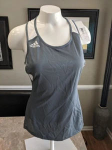 Adidas Women's Utility Singlet Climacool Running Tank Top Gray/ Blue XS, XL - Picture 1 of 8