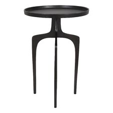 Uttermost Contemporary Aluminum Accent Table with Round Top in Dark Brown