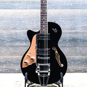 Duesenberg Starplayer TV Black Lefthand Semi-Hollow Body Electric w/Case #241252 - Picture 1 of 20
