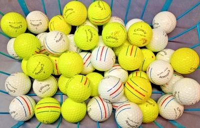 50 pelotas de golf Callaway ERC Soft Triple Track 4A amarillas/blancas usadas (4 docenas + 2 adicionales) Foto 1 de 4