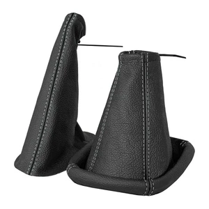 Schaltsack + Handbremsmanschette für Opel Corsa B, Tigra A Echtleder Naht grau - Bild 1 von 5