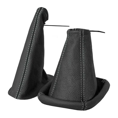 Borsa cambio + cuffia freno a mano per Opel Corsa B, Tigra A vera pelle cucitura grigio - Immagine 1 di 4