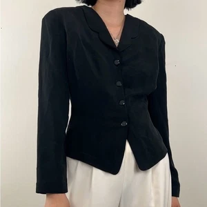 Vintage Dana Buchman Chic Black Silk Blazer - Picture 1 of 8
