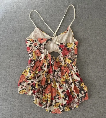Camiseta sin mangas Free People Flower 🌸💐🌷🌼 Camisola Talla S Espalda Corredora Rosa Naranja Roja  Foto 1 de 4
