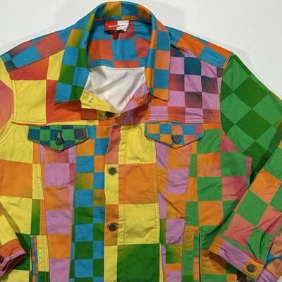 Chaqueta Denim BruceGlen Psycheck Arco Iris Multi Cuadros Algodón Span Unisex talla XL Foto 1 de 4
