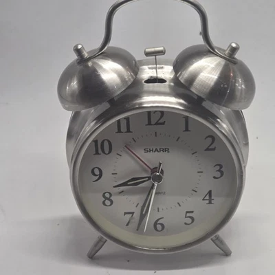 SHARP SPC800  Analog  Clock Silver Quartz Battery Operated  Glowing No Alarm - Image 1 of 4