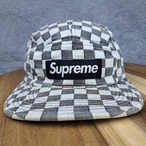 Supreme Hat Gorra Correa Trasera Blanco Negro Cuadros 5 Paneles Patinador Monopatín - Imagen 1 de 8