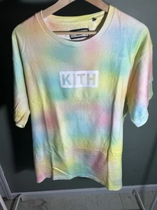 KITH Tie Dye t shirt XL KH3139 box logo SS18 yellow blue pink - Picture 1 of 3