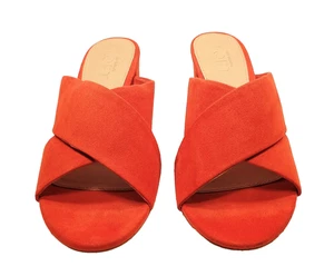 Salopette donna TAGLIA 5,5 slide arancione tacco a blocco spalline larghe ANN TAYLOR LOFT - Foto 1 di 13