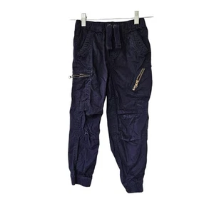 Toughskins Boys Pull On Drawstring Blue Navy Jogger Cargo Pants Size M (5/6) - Picture 1 of 14