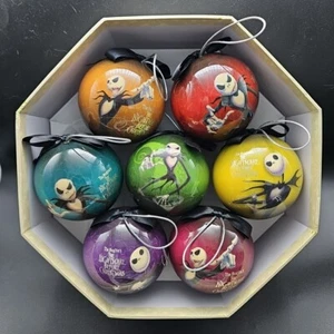 The Nightmare Before Christmas Tree Ball Ornaments Box Set of 7 Disney Store - Picture 1 of 10