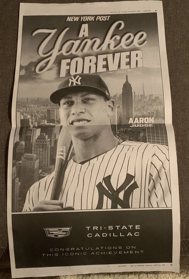 Aaron Judge “A Yankee Forever” Poster New York Post - December 8, 2022 - Image 1 of 1