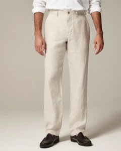 J Crew Herren Größe 33W x 32L klassische Passform Leinenhose in Elfenbein Sand CA092 $ 128 - Bild 1 von 10