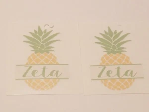 2 Stück ZETA Ananas Aufkleber für Becher, Tablet, Außen Glas ZETA TAU ALPHA - Bild 1 von 1