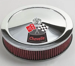 Chrome Air Cleaner RED Washable 14x3 Chevrolet Chevy fits 4BBL NEW Chevelle RED - Picture 1 of 7