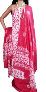 Indische elegante Hand Batik (Wachs) Druck Baumwolle Salwar Kameez Ethno Kleid Material - Bild 1 von 6