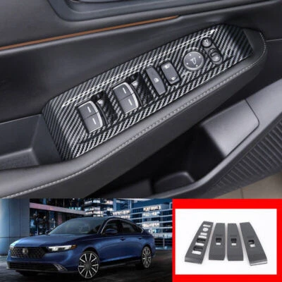 For Honda Accord 2023-24 Carbon Fiber Window Lock Lift Switch Button Panel Trim - Image 1 of 4