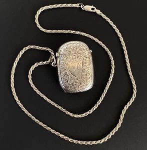 Antique Victorian Birmingham Sterling Silver 925 Match safe Vesta Case Pendant - Picture 1 of 10