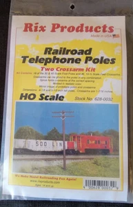 HO Scale RIX PRODUCTS 628-0032 Railroad Telephone Poles 2 Crossarm Kit - Picture 1 of 1