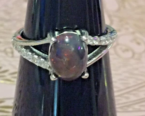RYZE Fire Opal & White Frost CZ Sterling Silver Ring SZ 5 Oval Red Flashes NIB - Picture 1 of 1