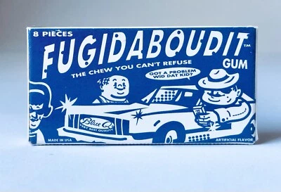 Vintage 2003 Blue Q FUGIDABOUDIT Chewing Gum Pack SEALED candy container MAFIA - Изображение 1 из 3