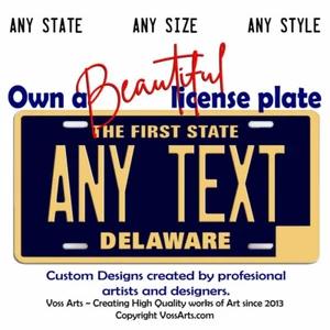 Placa de Licencia de Delaware personalizada TU TEXTO Coche Bicicleta Llavero Etiqueta - Imagen 1 de 7