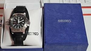 SEIKO SLT109P2 Watch Perpetual Map Meter 200M Quartz 8F56 Steel Leather Compass - Picture 1 of 11