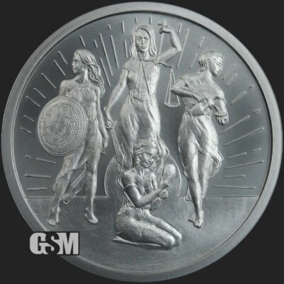 5 X 2020 - Rising Virtues 1 oz .999 Fine Silver BU Round Silver Shield Sexy Girl - Image 1 of 4