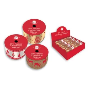 3 Rolls x Christmas Ribbons 2m per Roll Gift Printed Wrap Xmas Decoration - Picture 1 of 1