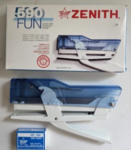 Zenith 590 Fun Hand Held Stapler Blue Italy Open Box - Picture 1 of 6