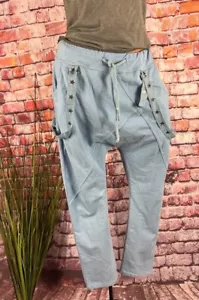 Baggy Jogpants Jogger Sweat HOSE Tiefer Schritt Italy HELLBLAU 36 38 40 - Bild 1 von 10
