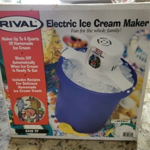 Vintage Purple Rival Electric 4 Quart Ice Cream Maker Model 8420 TP Tested - Picture 1 of 14