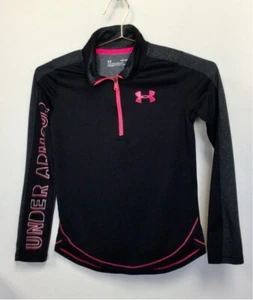 Camisa de manga larga grande Under Armour negra rosa juvenil para niñas - Imagen 1 de 10