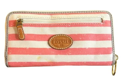 Cartera Fossil Coral Multi Rosa Rayas Para Mujer Cremallera Completa Nueva Sin Etiquetas con Defectos Foto 1 de 4