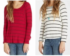 $45 Billabong Roaming Free Thermal Top Red White Sz XXS NWT Girls Color Choice - Picture 1 of 13