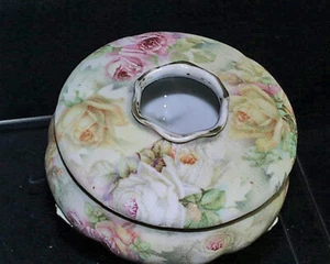 Perfect Antique c1902 Royal Bayreuth Rose Tapestry Hair Receiver FS - Picture 1 of 4