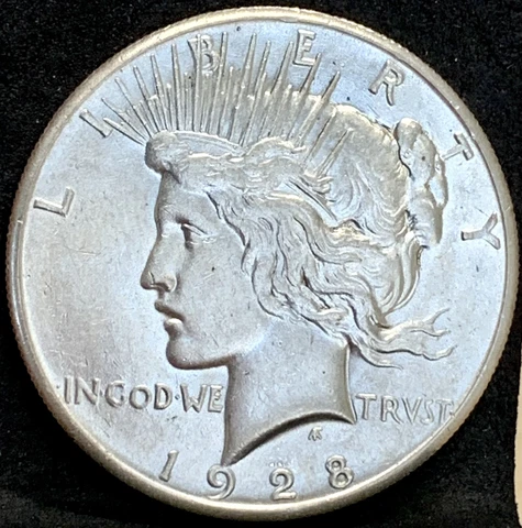 1928 - P PEACE SILVER DOLLAR RARE AU+++ DETAILS KEY DATE COIN MINTAGE 360,649 Cover