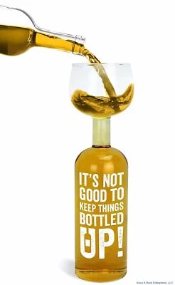 It's not good to keep things bottled up! ~ Ultimate Wine Bottle Glass - BigMouth - Image 1 of 4