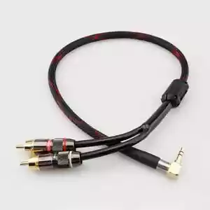 Cable de Cobre OFC Cable de Señal de Audio HiFi en Ángulo Recto 3.5mm Enchufe a 2x RCA Macho - Imagen 1 de 11
