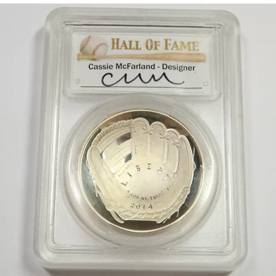 2014 P PCGS PR70 DCAM - SILVER Baseball Hall of Fame Comm Dollar $1 Coin #47406A - Image 1 of 2
