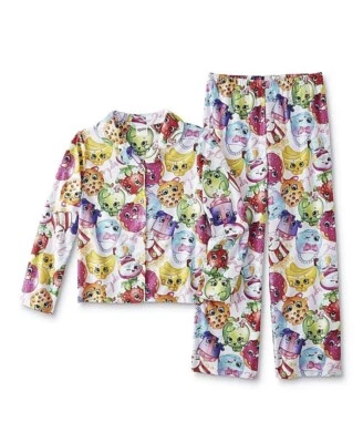 Shopkins Pajamas Girls Sz 10 Large Winter Top Pants Set Flannel/Fleece NEW - Image 1 of 4