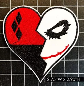 DC Comics: Harley Quinn / Joker Heart Embroidered Iron On Patch - Picture 1 of 3