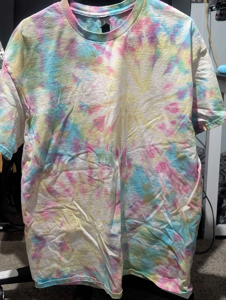 Camiseta Tie-Dye Personalizada Hecha a Mano Multicolor XL Amarillo Magenta Azul Verde Foto 1 de 2