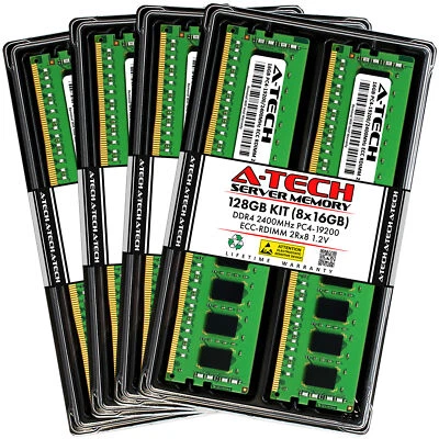 A-Tech 128GB 8x 16GB 2Rx8 PC4-19200R DDR4 2400 ECC REG RDIMM Server Memory RAM - Image 1 of 4
